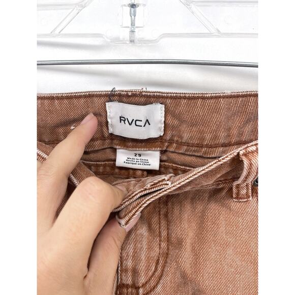 RVCA Hello Mellow Brown Cutoff Denim Jean Shorts Frayed Edge Women’s Size 29 - Picture 12 of 12